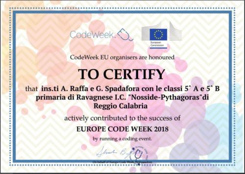 Certif Codeweek Raffa-Spadafora cl 5A e 5B Ravagnese